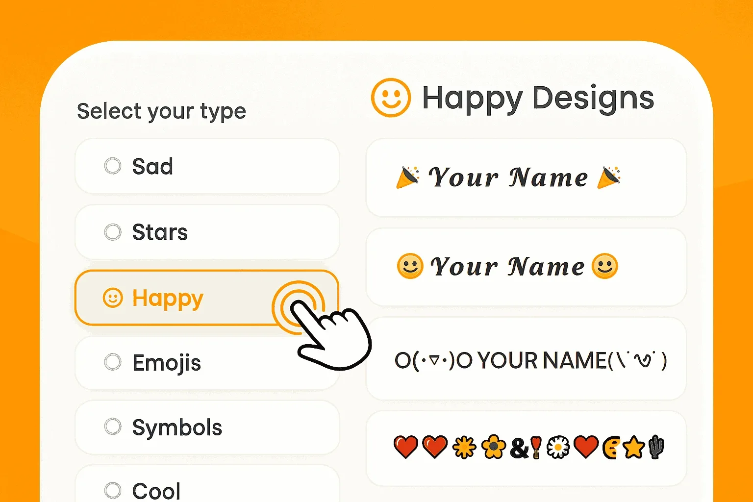User is choosing his desired Font Design